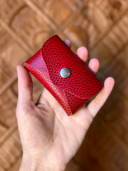 red leather snap wallet