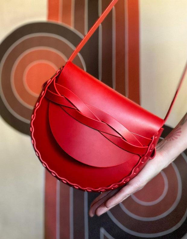 mariposa red leather bag