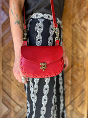 sadie red leather hip bag