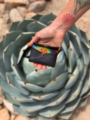 stamped black snap wallet